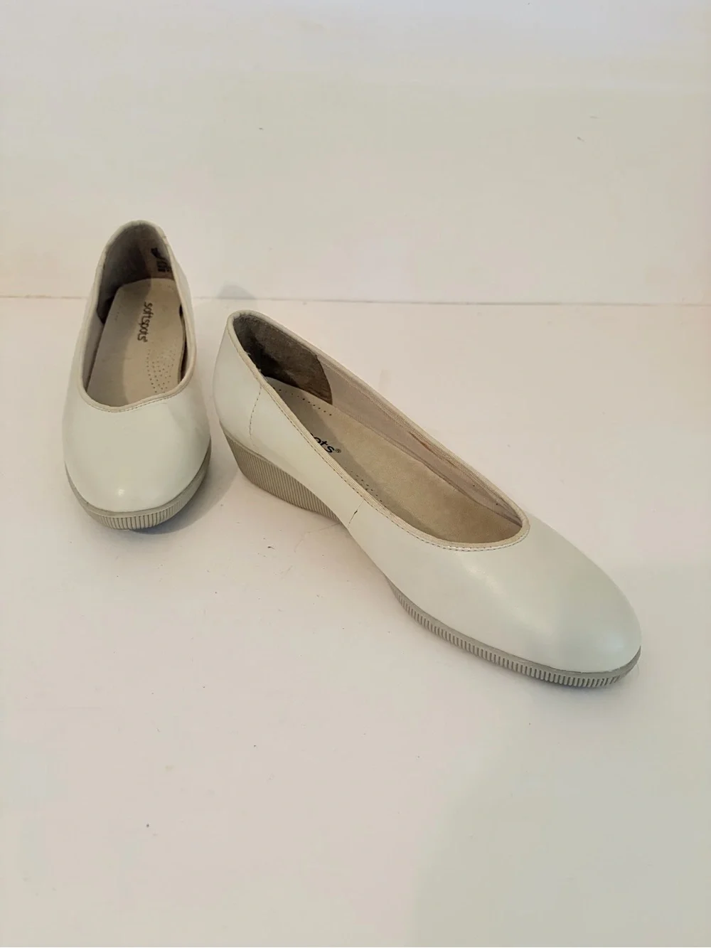 Softspots Bone Leather Stephanie Low Wedge Slip On Comfort Shoes